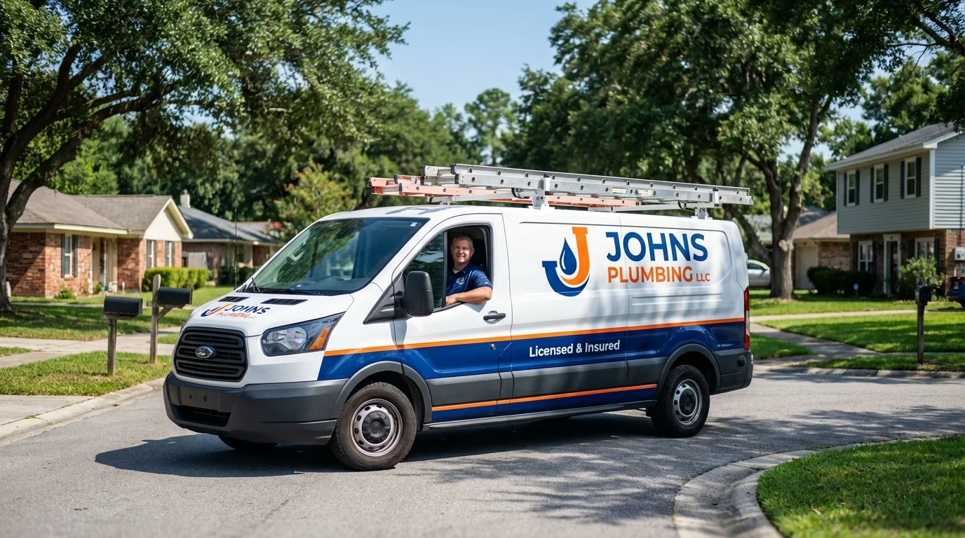 Johns Plumbing LLC service van in Chestertown, MD