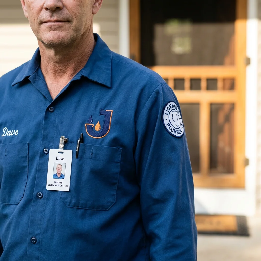 Licensed plumber showing ID badge in Chestertown, MD