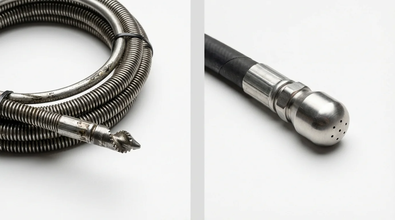 Drain snake cable and hydro jetting nozzle used for drain cleaning in Chestertown, MD