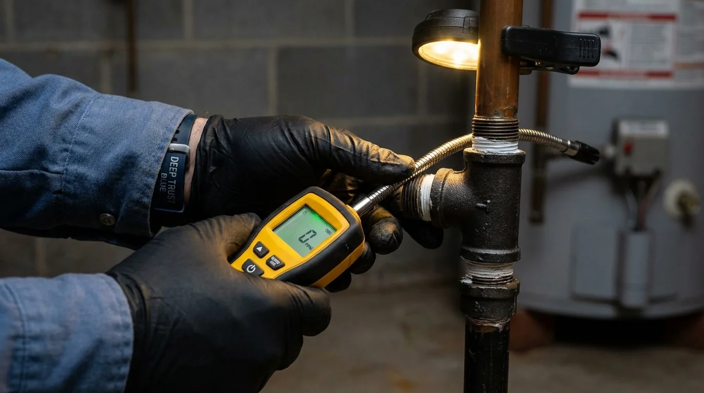 Gas leak detection with electronic sniffer by Johns Plumbing LLC in Chestertown