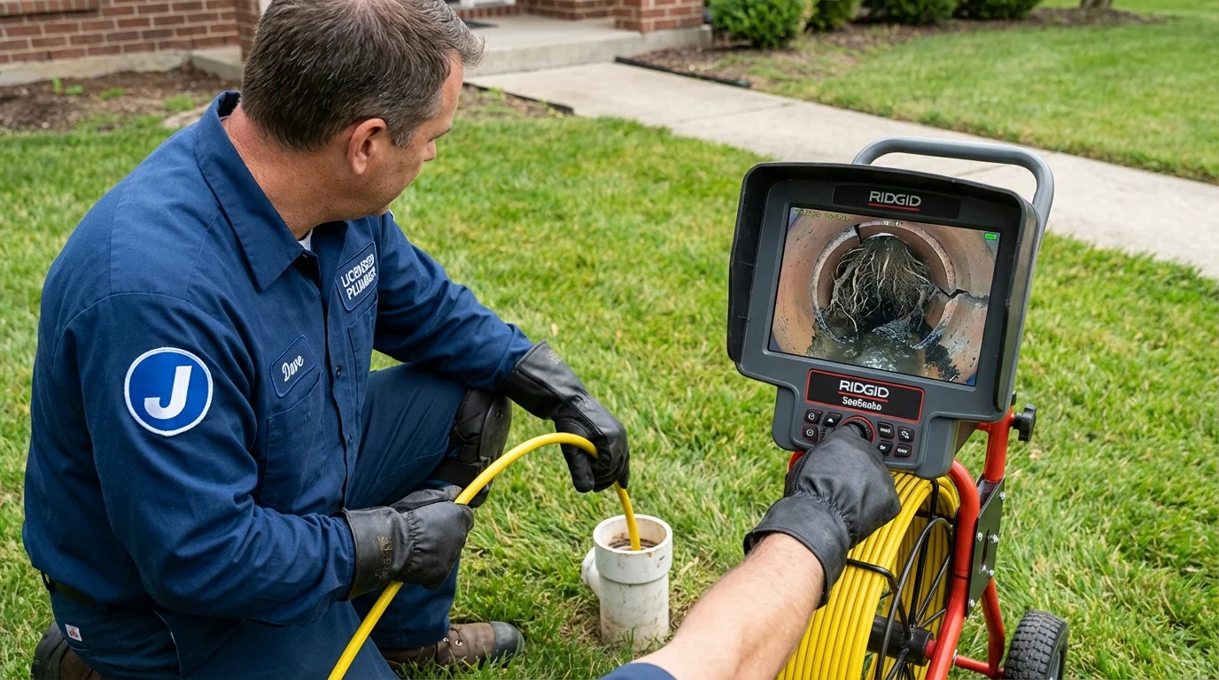 Sewer camera inspection being performed by Johns Plumbing LLC in Chestertown
